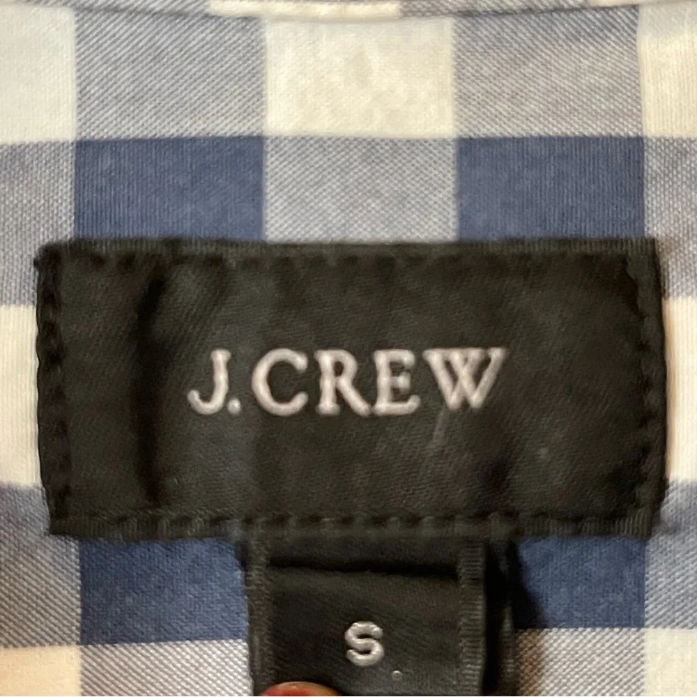 J. Crew Navy and White Long Sleeve Dress Shirt Checkered Gingham Button Shirt